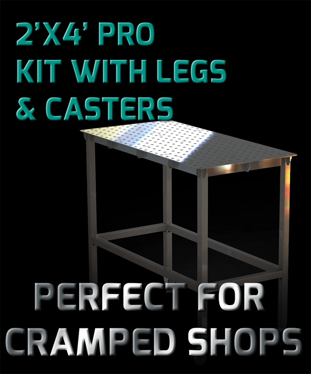 Certiflat Heavy Duty 2'X4' Welding Table and Leg Kit with Swivel Casters