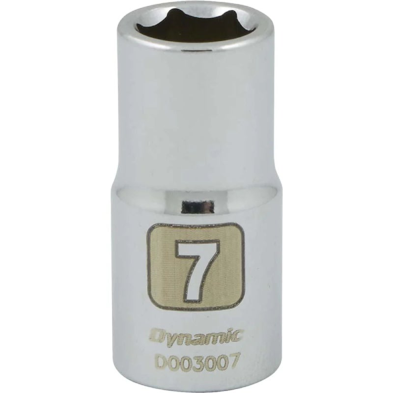 Dynamic Tools 1/4in. Drive 6 Point Metric 7mm Standard Length Chrome Finish Socket D003007