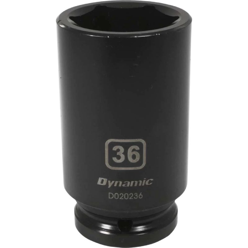 Dynamic Tools 3/4in Drive 6 Point Metric, 36mm Deep Length, Impact Socket D020236