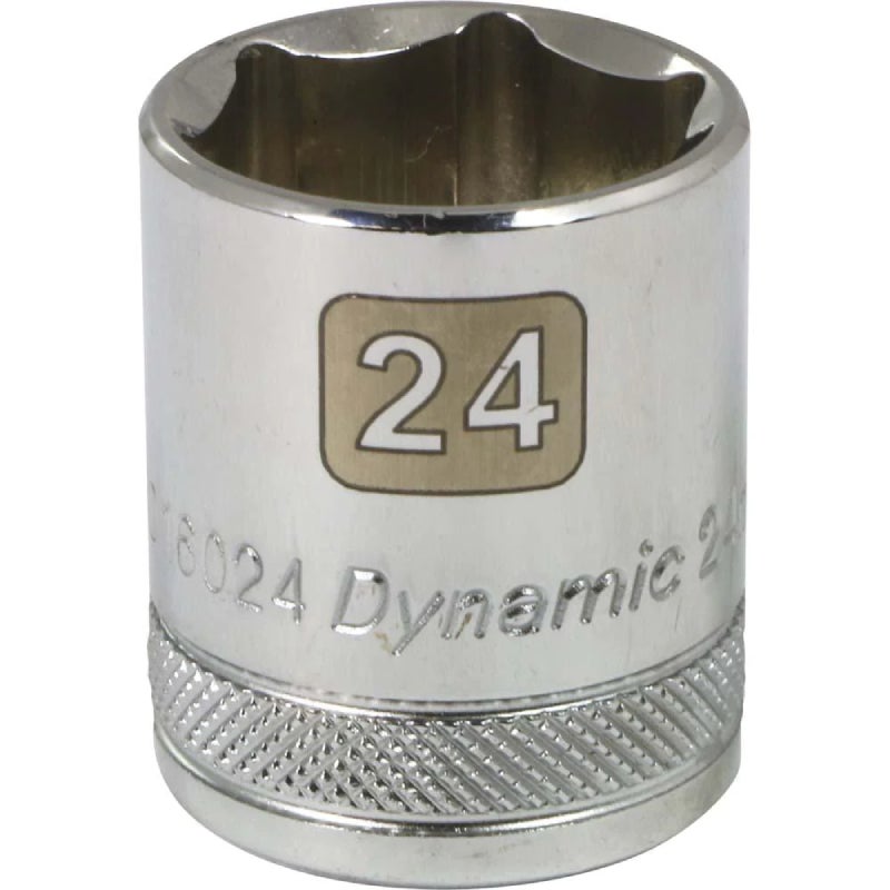 Dynamic Tools 1/2in Drive 6 Point Metric, 24mm Standard Length, Chrome Finish Socket D016024