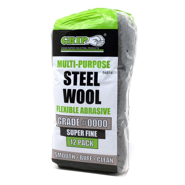 GRIP Super-Fine Abrasive Steel Wool Pads (12-Pack)