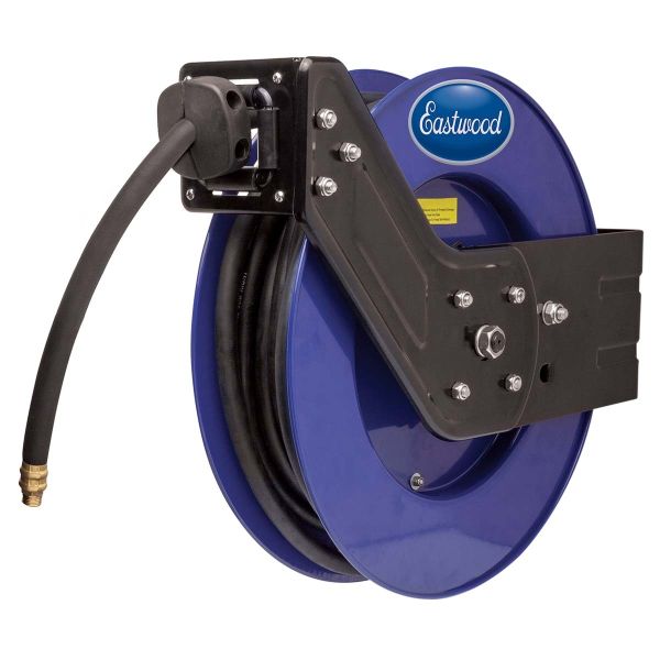 Powerbuilt Heavy Duty Auto Retracting Air Hose Reel with 3/8 Inch by 50  Foot Hose, Easy Mount - 642228